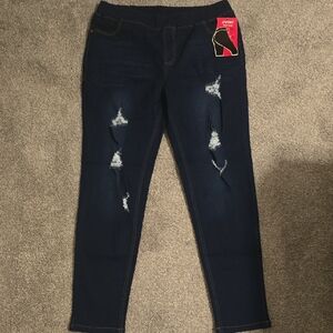 JVINI Dark Blue Distressed Women Jeggings